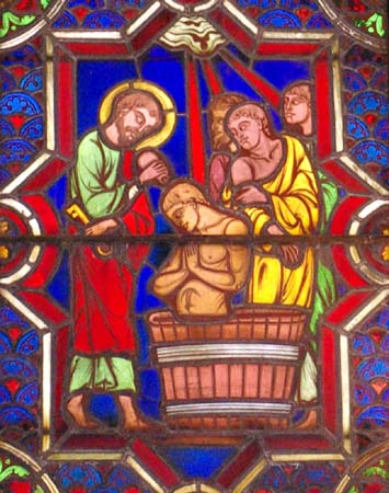 Saint Pierre baptise deux païens (Ac 10,48)